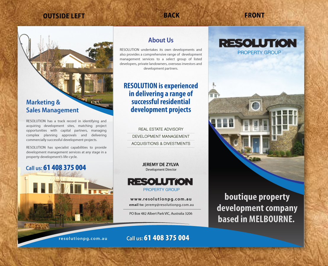 Brochure Design by Sbss for Resolution Property Group Pty Ltd  | Design #1661300