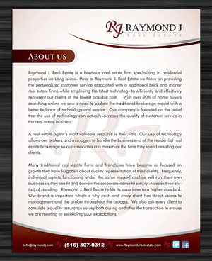 Design de Brochure par Sbss pour Raymond J. Real Estate, LLC | Design : #1654234