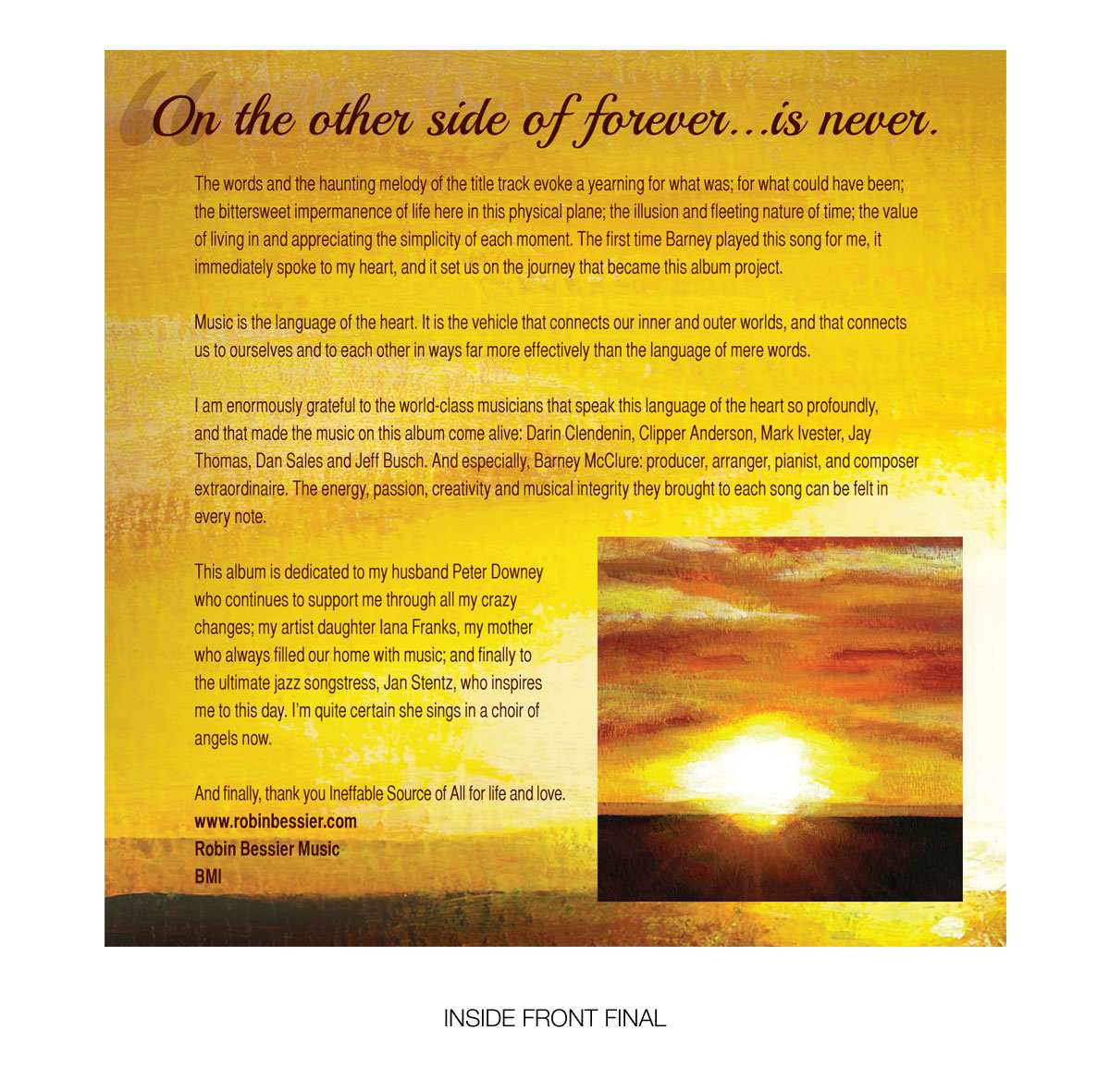 CD Cover Design by amy claire thompson for Robin Bessier Music | Design #1626275