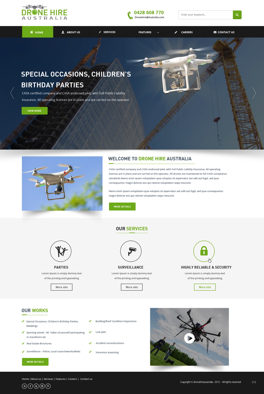 Web Design by pb for Drone Hire Australia | Design #6046539