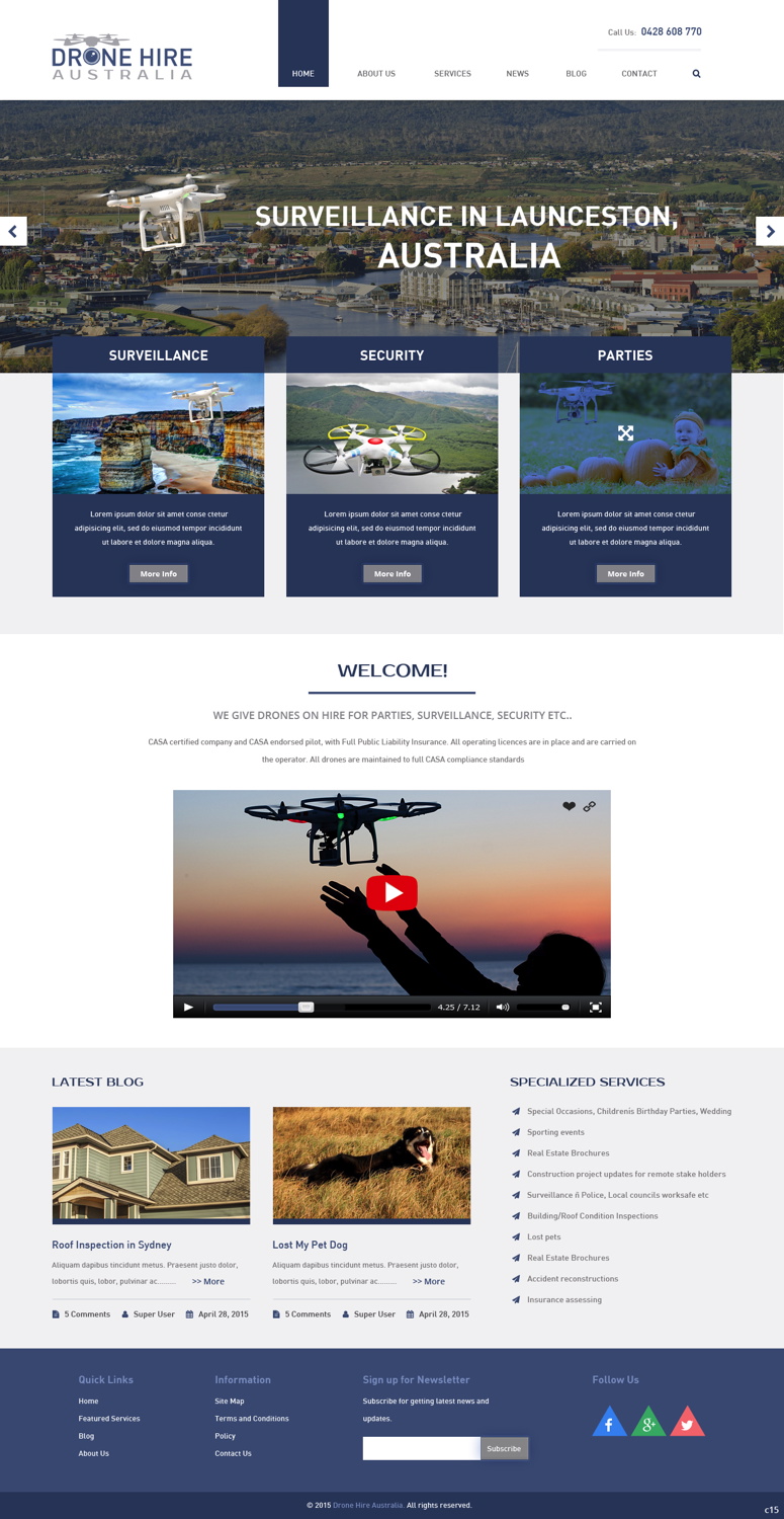 Web Design by pb for Drone Hire Australia | Design #6046562