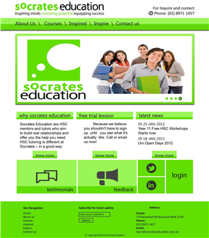 Web Design par NirmalCreation pour Socrates Education | Design : #1645618