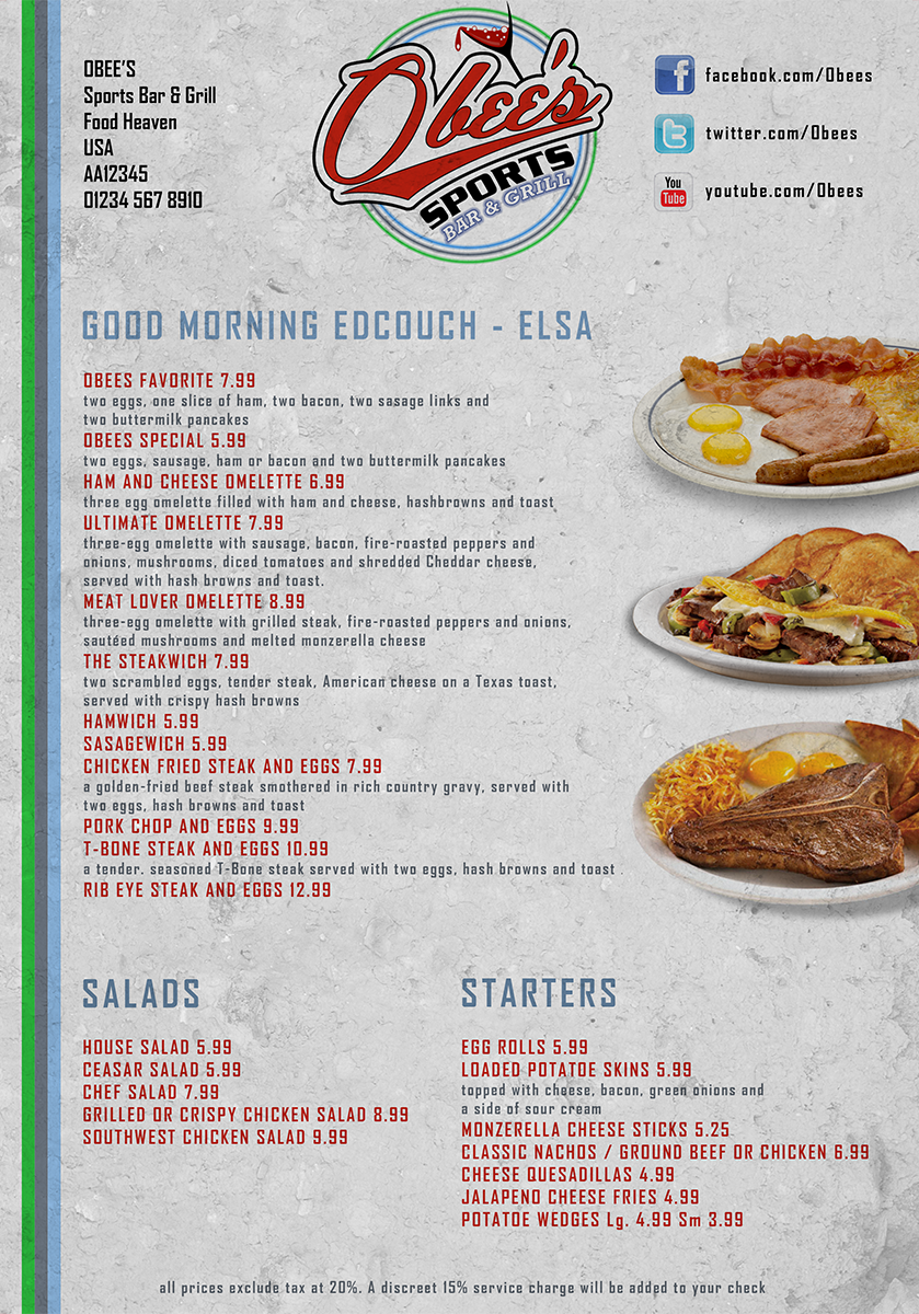 Menu Design by Nina Bain for this project | Design #1633351