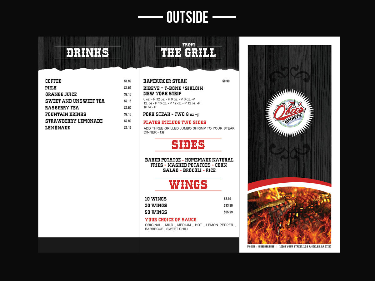 Menu Design by scstudios for this project | Design #1640722