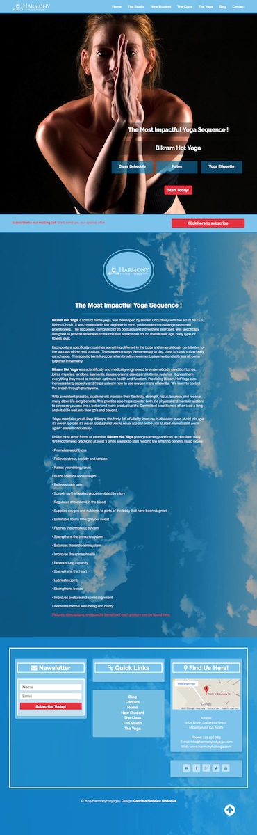 Web Design by ElenaGabriela for Harmony Hot Yoga | Design #6344482