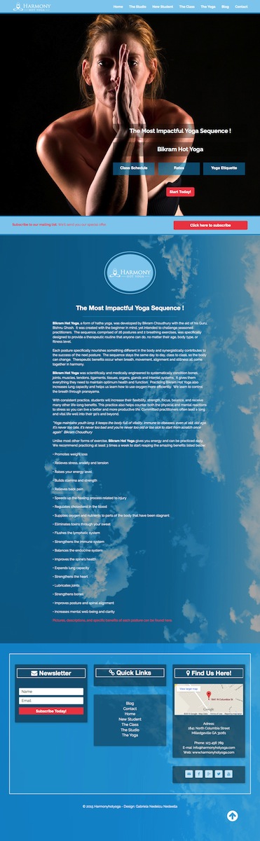 Web-Design von ElenaGabriela für Harmony Hot Yoga | Design #6347011
