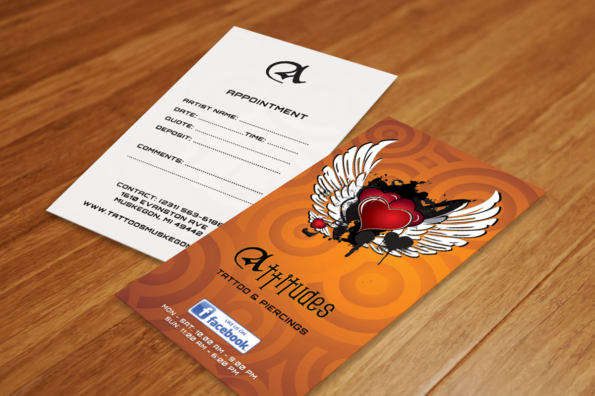 Business Card Design by Sarah Mathews for Hawks Electric Tattoos | Design #6074893