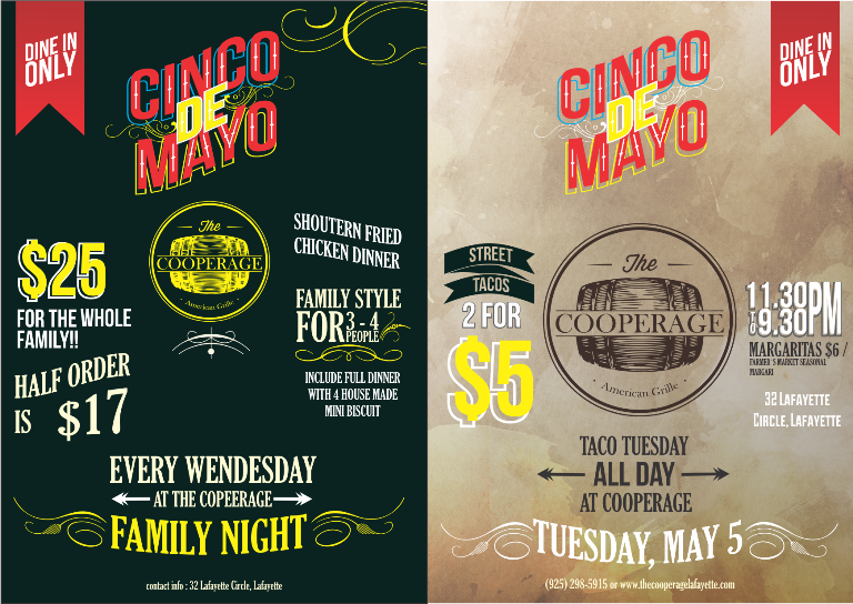 Flyer Design by zatsukiki for The Cooperage American Grille | Design #6069224