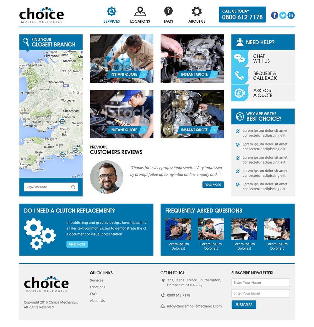 Web Design by RupalTechno for Choice Mobile Mechanics Ltd | Design #6144148