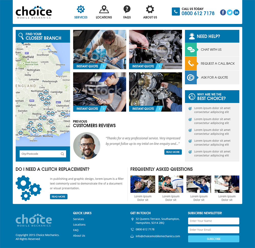 Web Design by RupalTechno for Choice Mobile Mechanics Ltd | Design #6144805