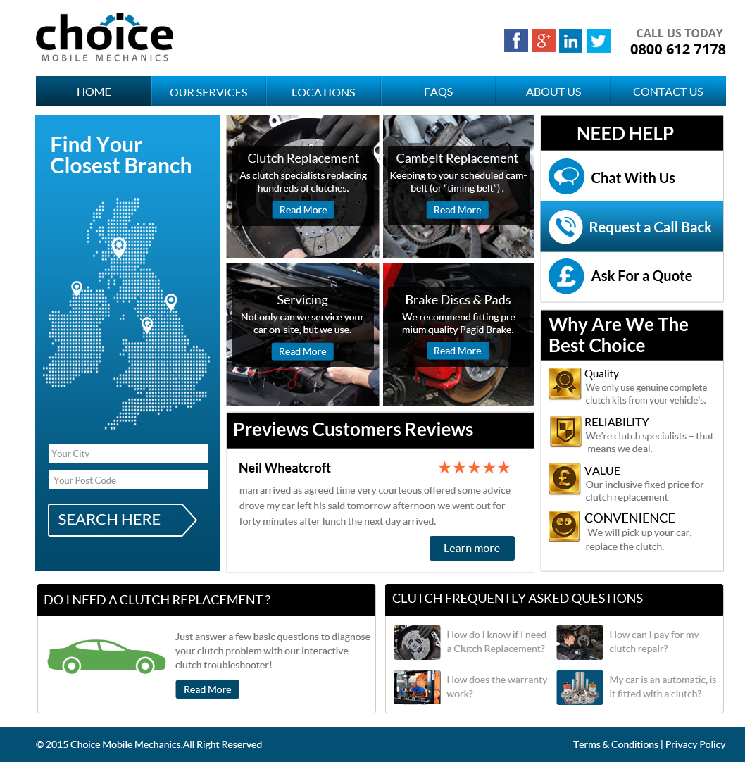 Web Design by OM for Choice Mobile Mechanics Ltd | Design #6147678