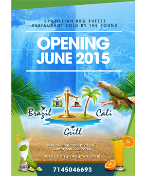 Flyer Design by jeffdefy for Brazilian Cali Grill LLC | Design: #6151314