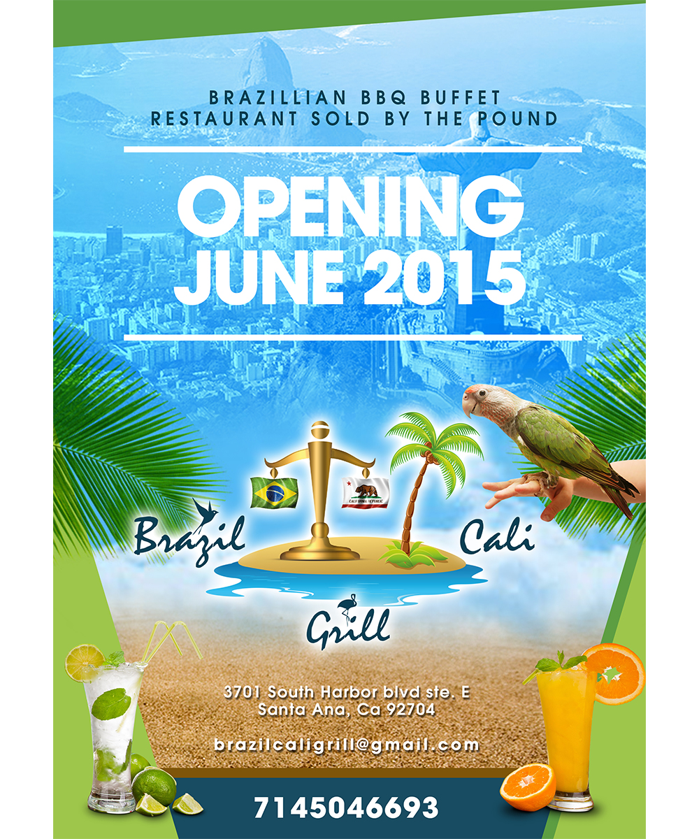 Flyer Design by jeffdefy for Brazilian Cali Grill LLC | Design #6160328