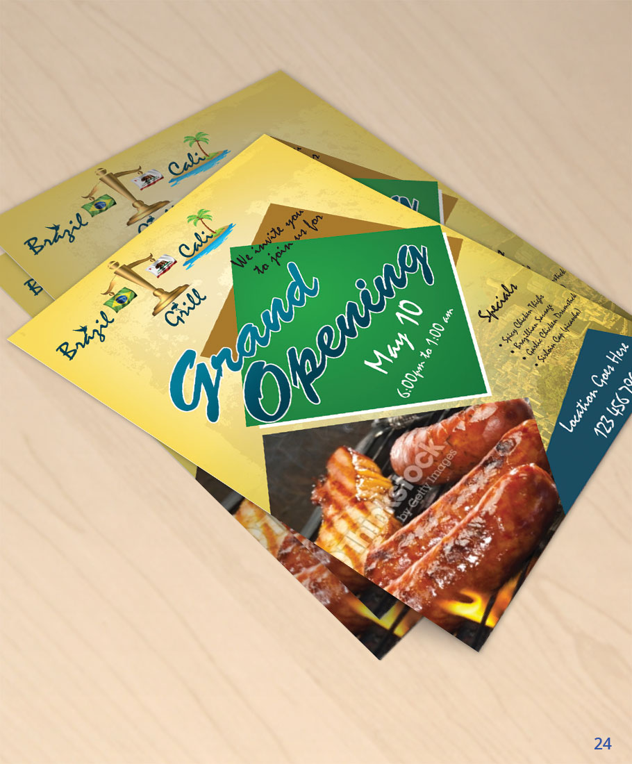 Flyer Design by uniquedesign10 for Brazilian Cali Grill LLC | Design #6075857
