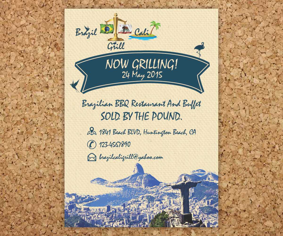 Flyer Design by Cut and Glue for Brazilian Cali Grill LLC | Design #6110131
