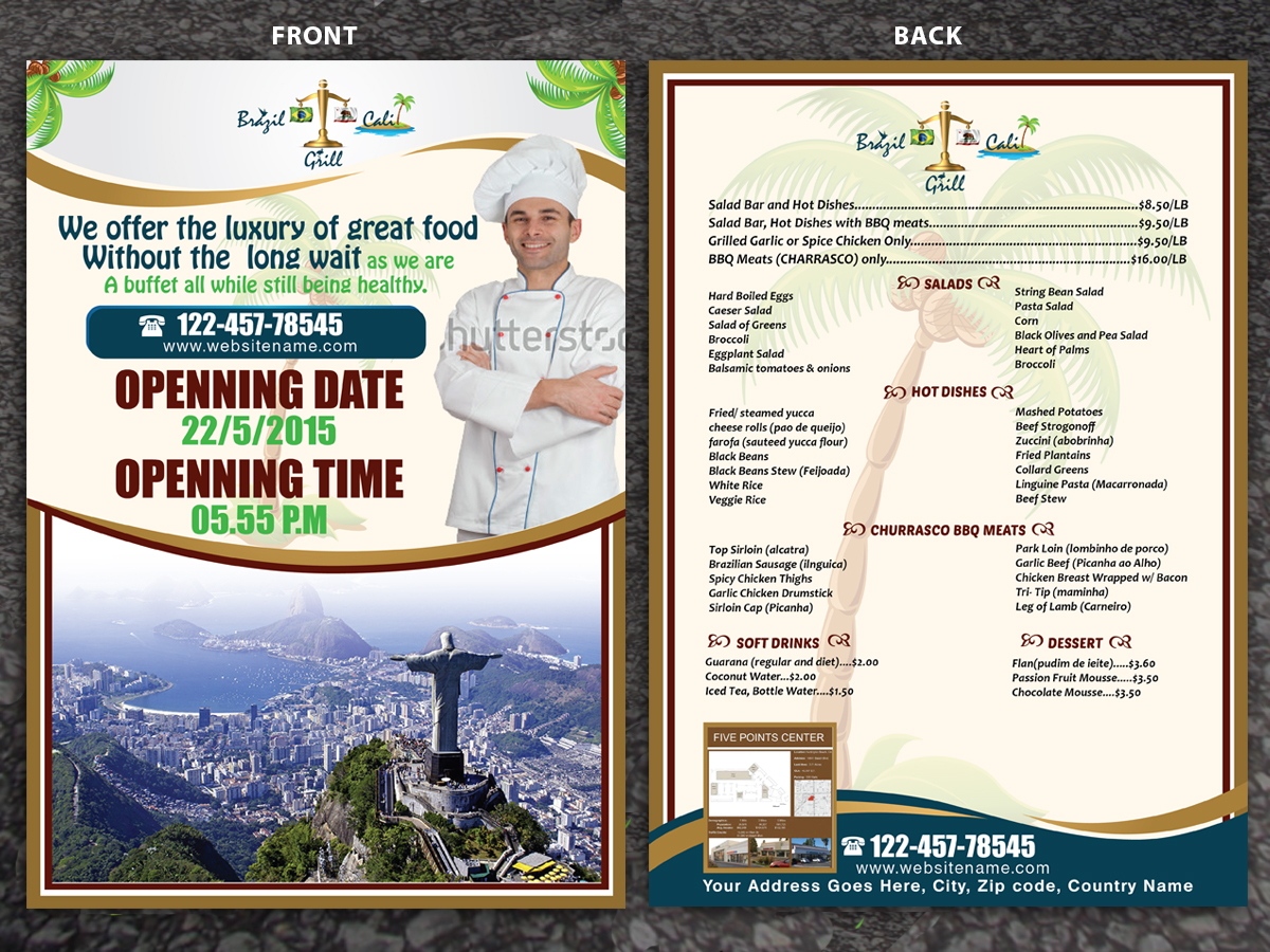 Flyer Design by Sarmishtha Chattopadhyay_loginchange for Brazilian Cali Grill LLC | Design #6133388