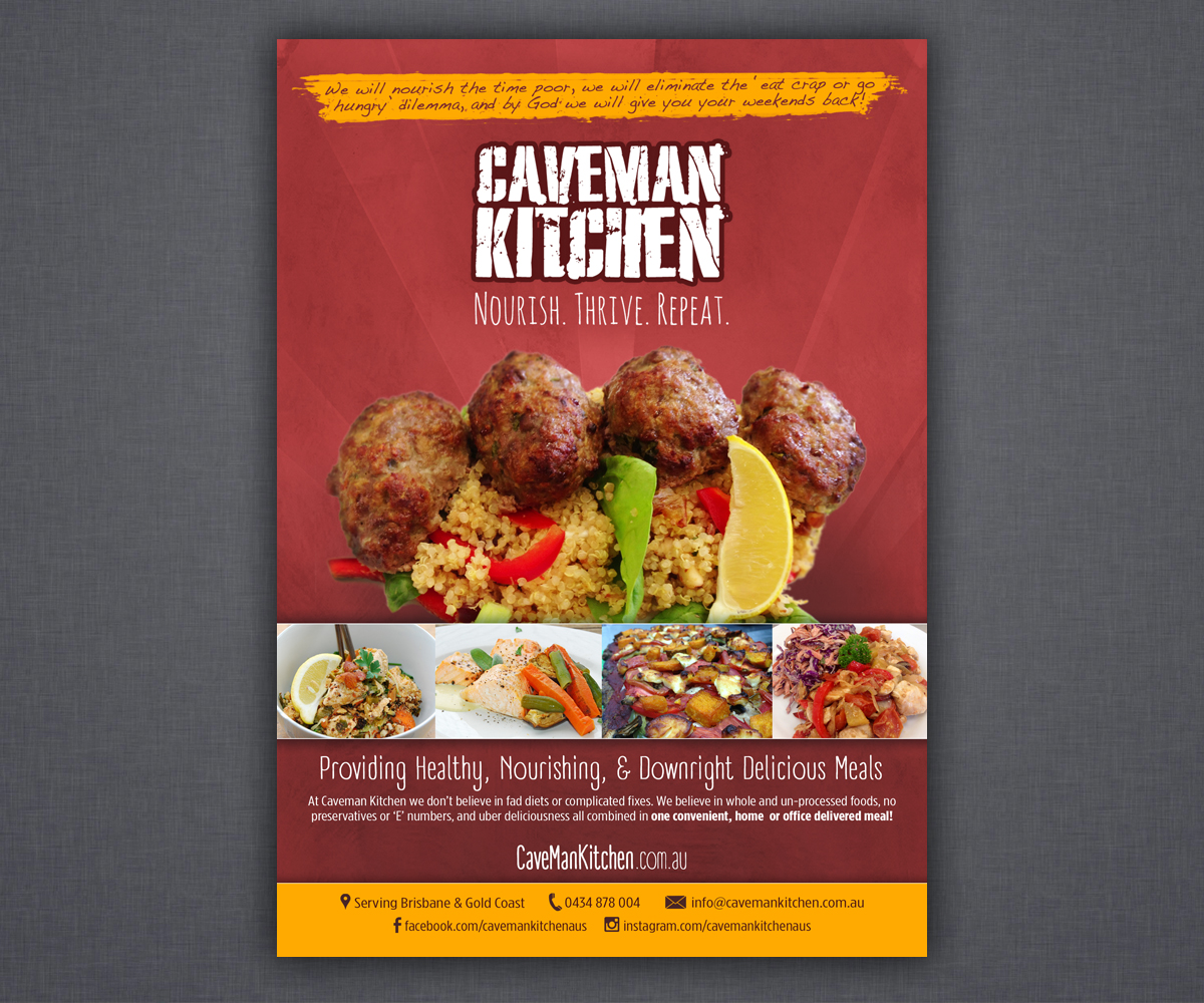 Design de Flyer par Brian Ellis pour Caveman Kitchen Pty Ltd | Design #6114996