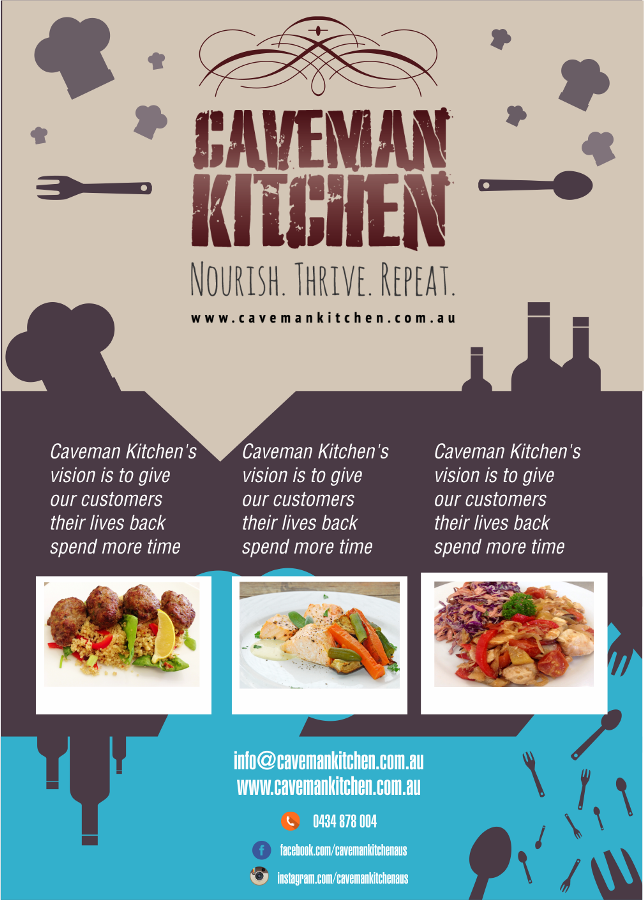 Flyer Design by zatsukiki for Caveman Kitchen Pty Ltd | Design #6127565