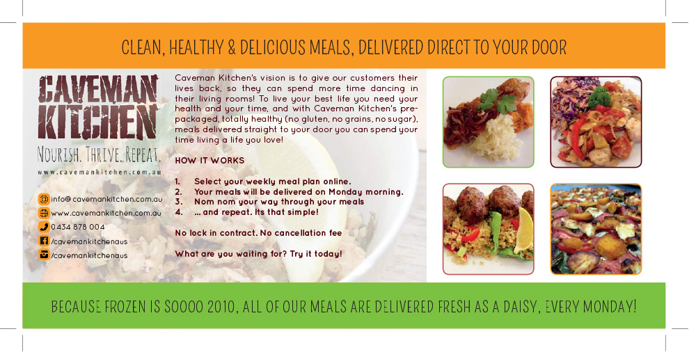 Flyer Design by Jo Hooper for Caveman Kitchen Pty Ltd | Design #6129230