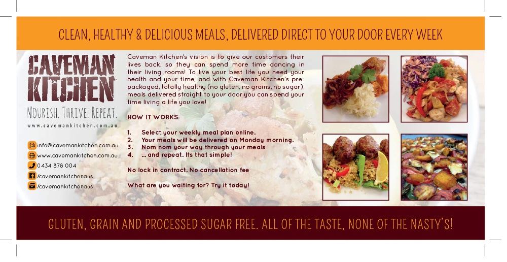 Flyer Design by Jo Hooper for Caveman Kitchen Pty Ltd | Design #6162408