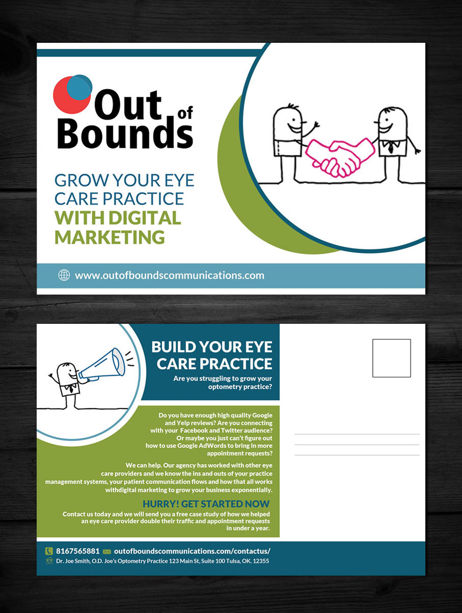 Postkarten-Design von ESolz Technologies für Out of Bounds Communications | Design #6099069