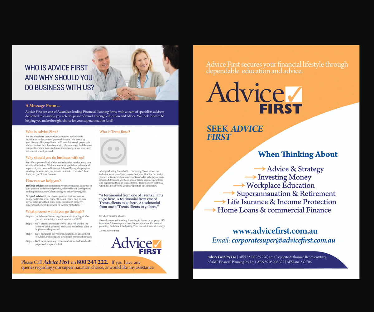 Flyer-Design von NatPearlDesigns für Advice First | Design #6184325