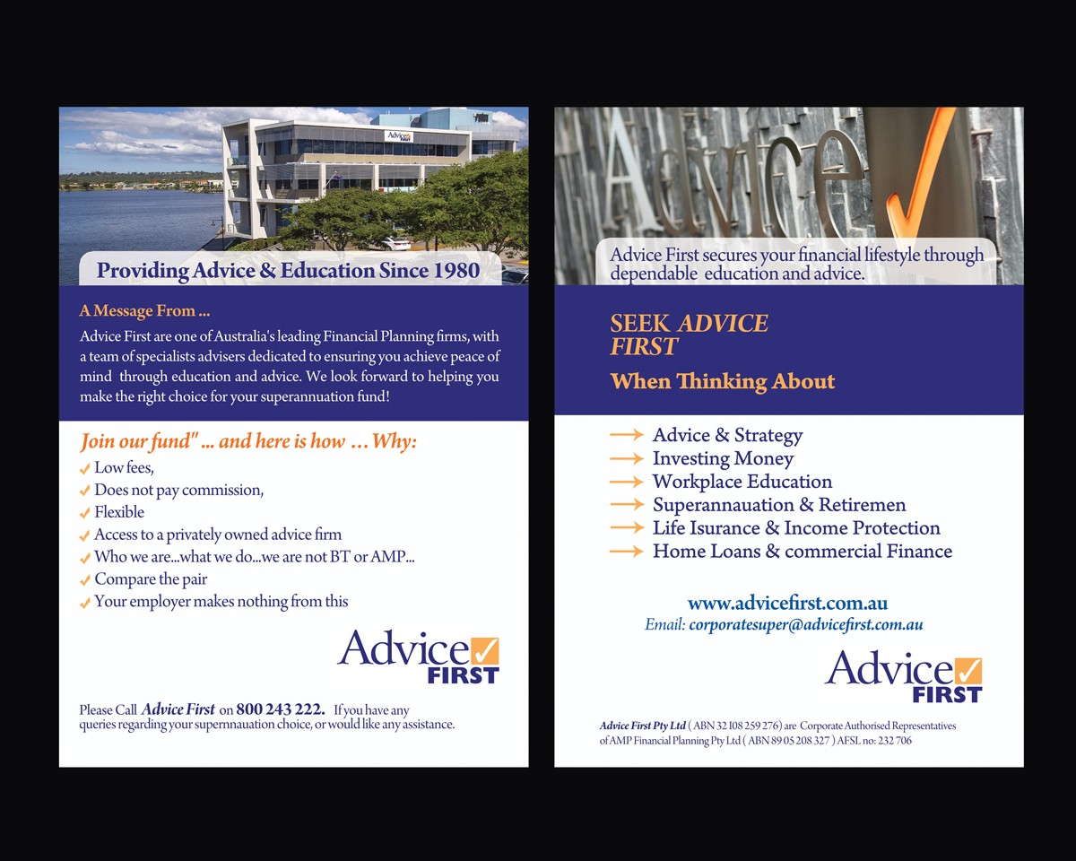 Flyer Design by NatPearlDesigns for Advice First | Design #6323138