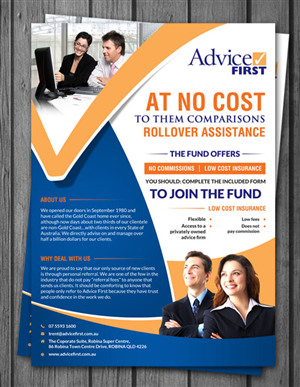 Diseño de Flyer por debdesign para Advice First | Diseño #6112812