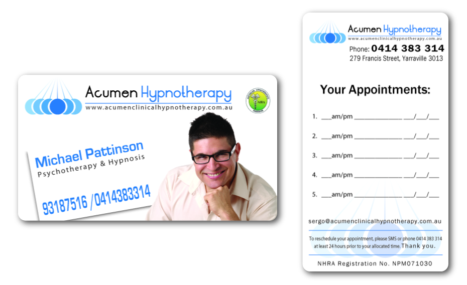 Diseño de Tarjeta de Presentación por Milager para Acumen Clinical Hypnotherapy | Diseño #1661519