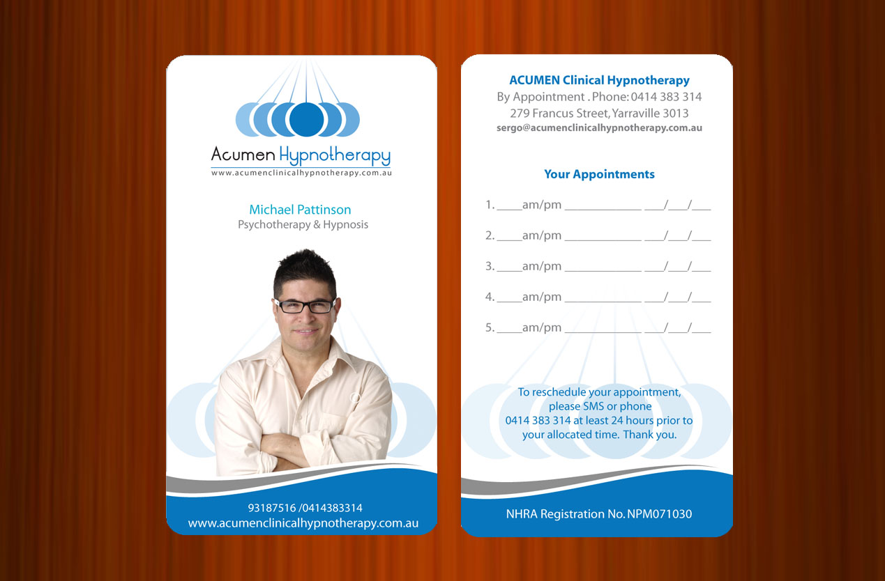 Diseño de Tarjeta de Presentación por asimali para Acumen Clinical Hypnotherapy | Diseño #1645781