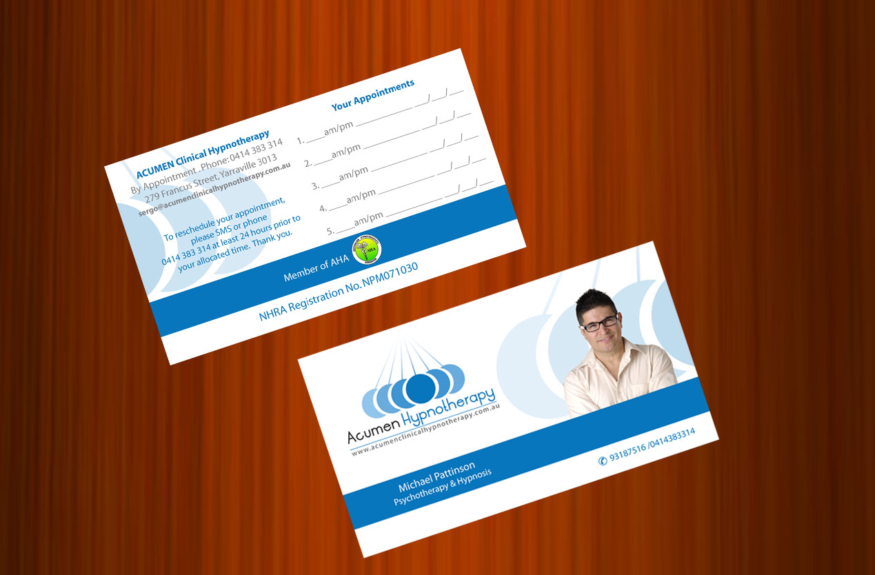 Diseño de Tarjeta de Presentación por asimali para Acumen Clinical Hypnotherapy | Diseño #1646972