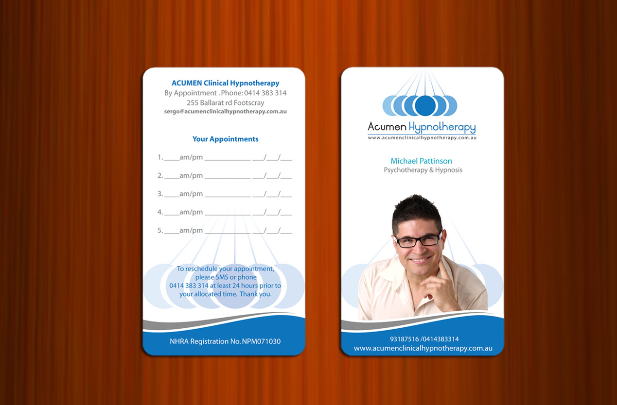 Diseño de Tarjeta de Presentación por asimali para Acumen Clinical Hypnotherapy | Diseño #1661273