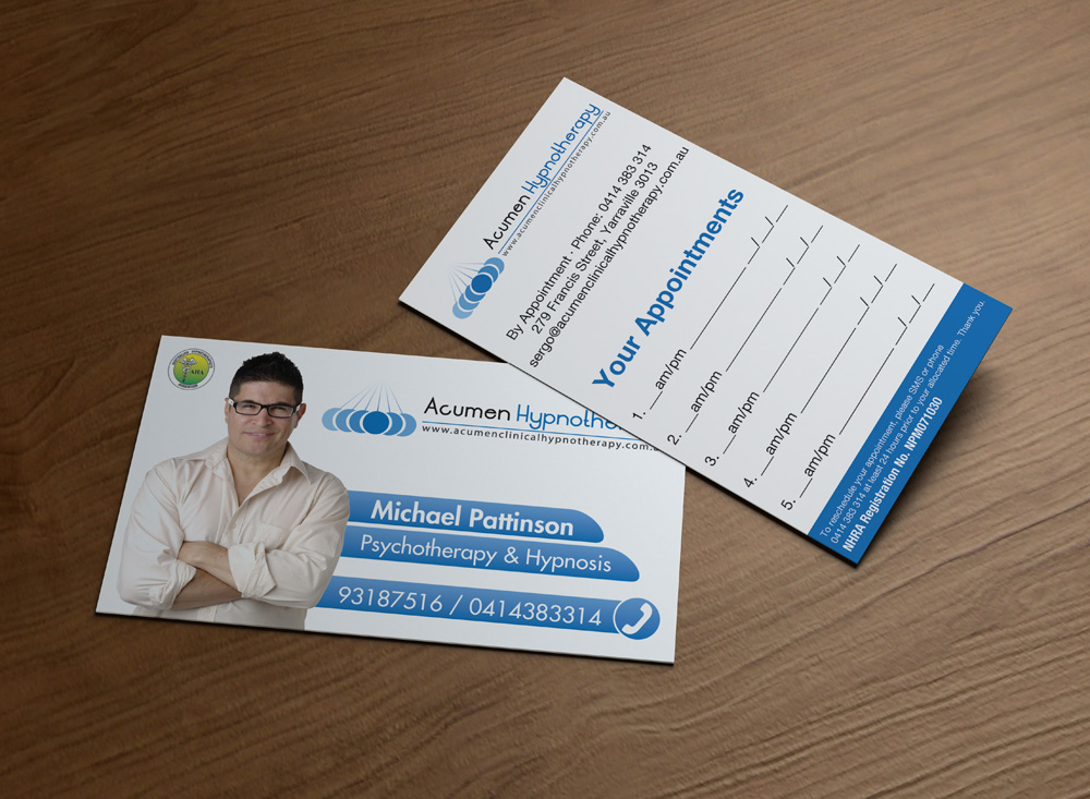 Diseño de Tarjeta de Presentación por MPStudio para Acumen Clinical Hypnotherapy | Diseño #1647132