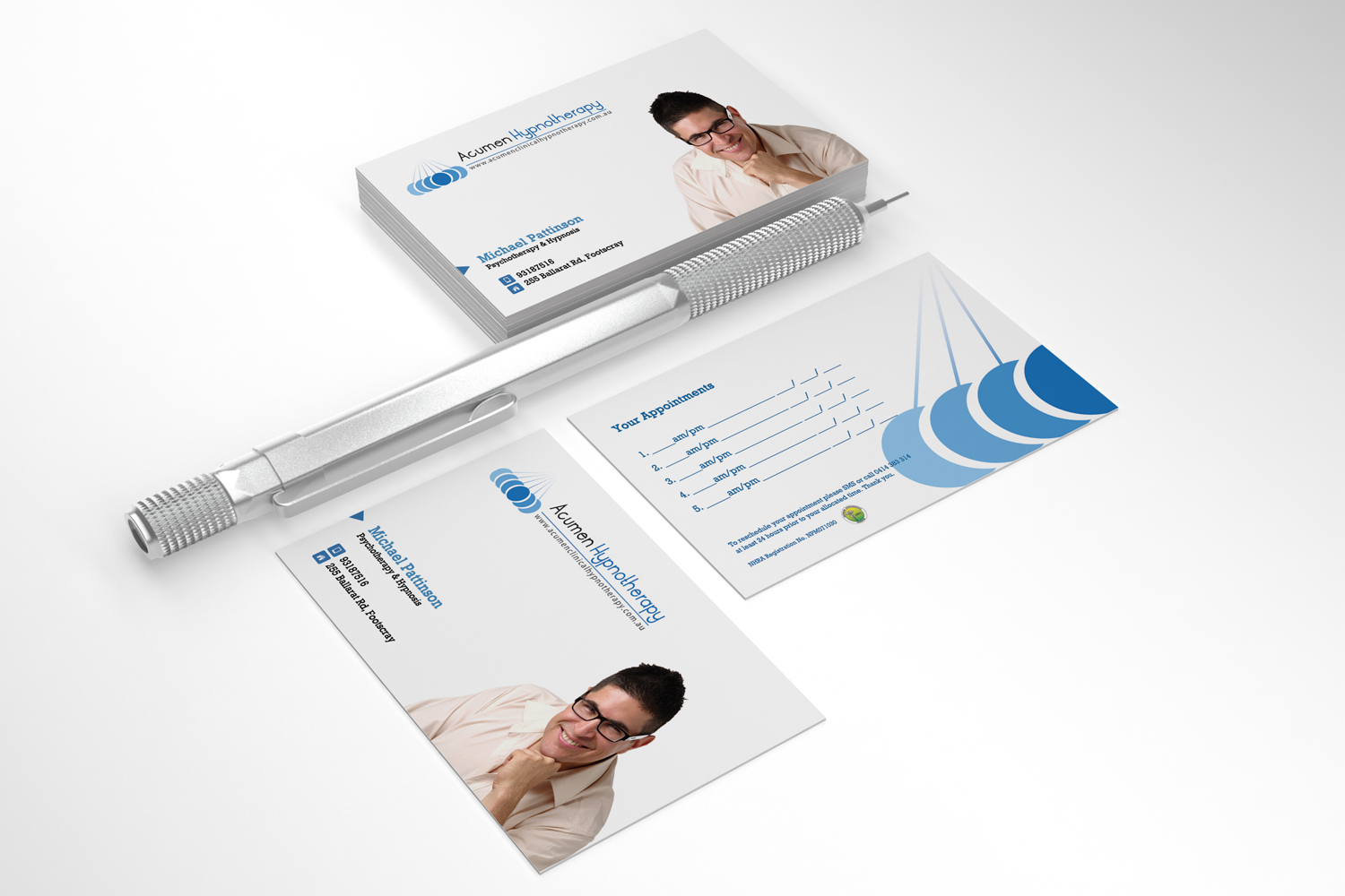 Business Card Design by Sarah Mathews for Acumen Clinical Hypnotherapy | Design #1678289