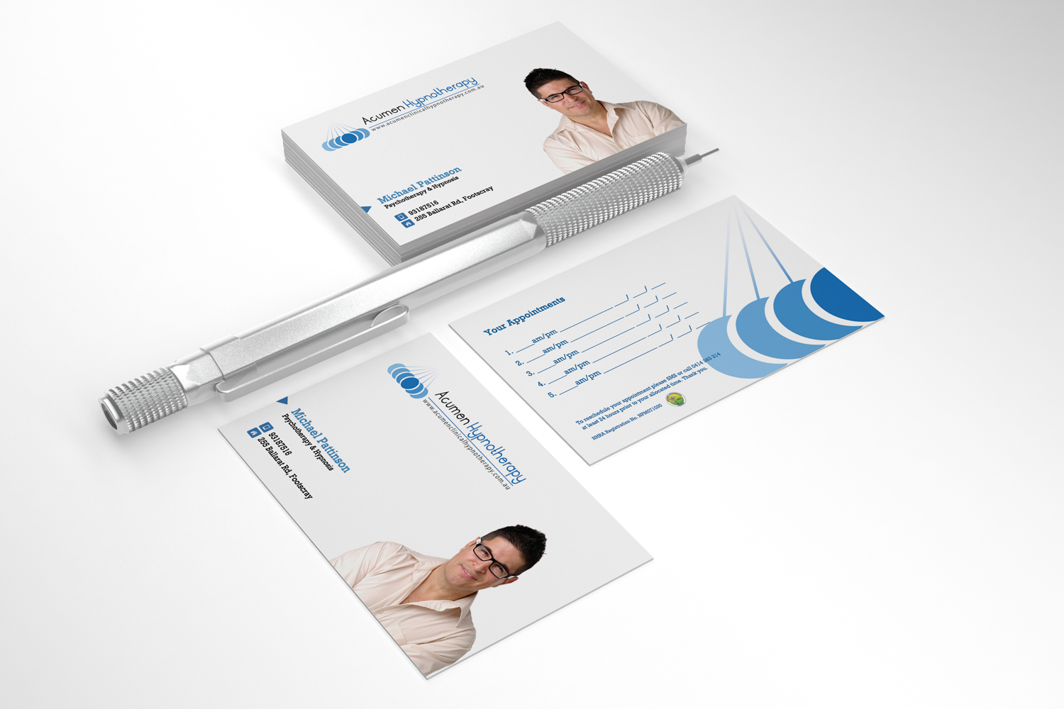 Business Card Design by Sarah Mathews for Acumen Clinical Hypnotherapy | Design #1678292
