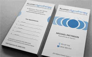 Diseño de Tarjeta de Presentación por logodentity para Acumen Clinical Hypnotherapy | Diseño: #1661746