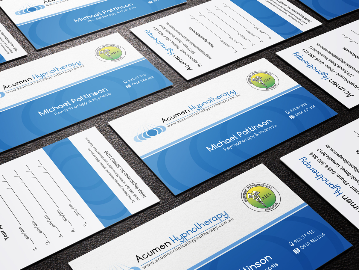 Diseño de Tarjeta de Presentación por logodentity para Acumen Clinical Hypnotherapy | Diseño #1662130