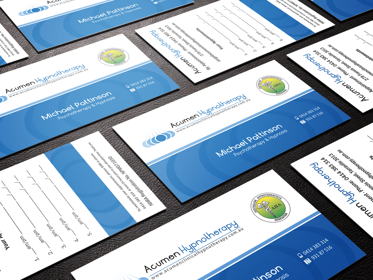 Diseño de Tarjeta de Presentación por logodentity para Acumen Clinical Hypnotherapy | Diseño #1664302
