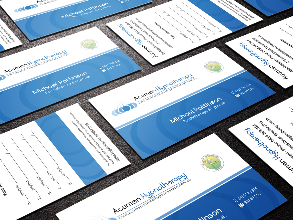 Business Card Design by logodentity for Acumen Clinical Hypnotherapy | Design #1664820