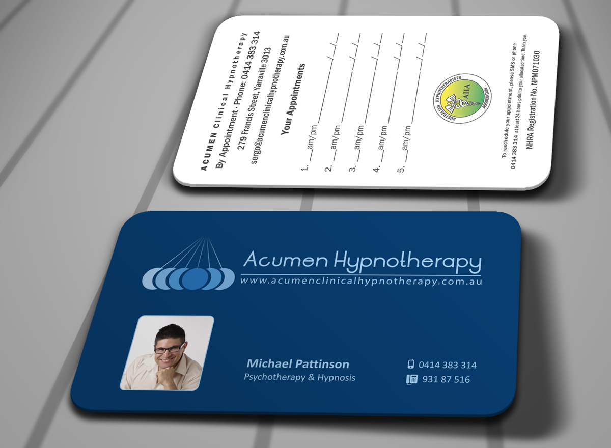 Business Card Design by logodentity for Acumen Clinical Hypnotherapy | Design #1664894