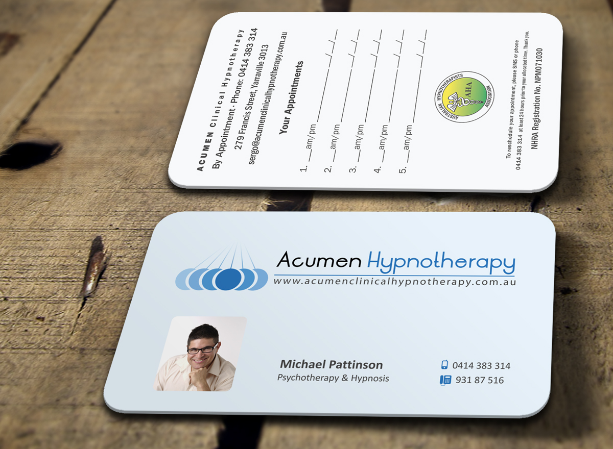 Diseño de Tarjeta de Presentación por logodentity para Acumen Clinical Hypnotherapy | Diseño #1669625