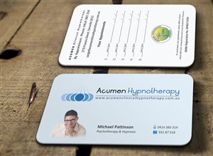 Business Card Design by logodentity for Acumen Clinical Hypnotherapy | Design: #1669798
