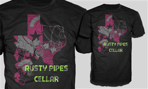 Rusty Pipes Cellar,  a winery and vineyard | T-shirt Design by Adrian