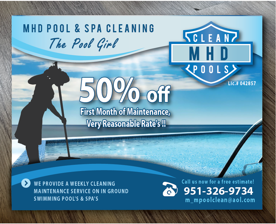 Postcard Design by alex989 for MHD Pool & Spa Cleaning | Design #6143439