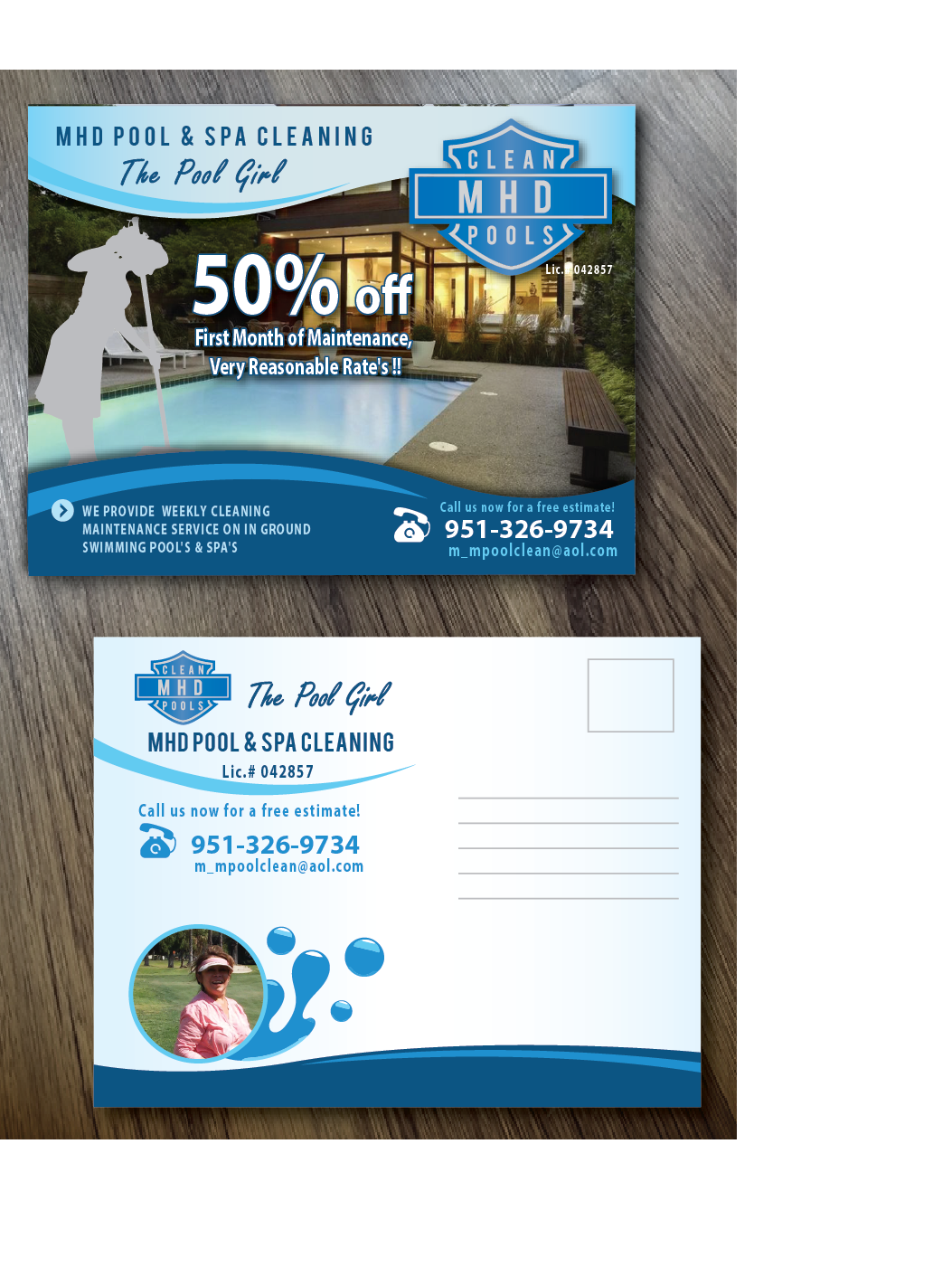 Postkarten-Design von alex989 für MHD Pool & Spa Cleaning | Design #6151636
