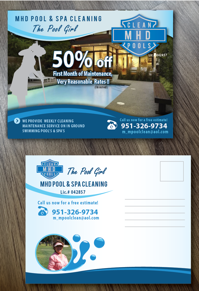 Postkarten-Design von alex989 für MHD Pool & Spa Cleaning | Design: #6171127