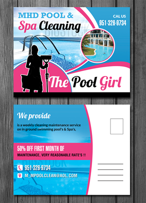 Postcard Design by debdesign for MHD Pool & Spa Cleaning | Design #6145821