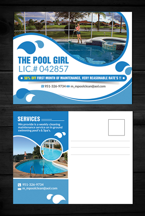 Postcard Design by ESolz Technologies for MHD Pool & Spa Cleaning | Design #6116522