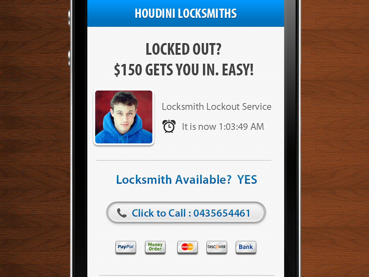 Web Design by FC web designer for Houdini Locksmiths | Design #1659055