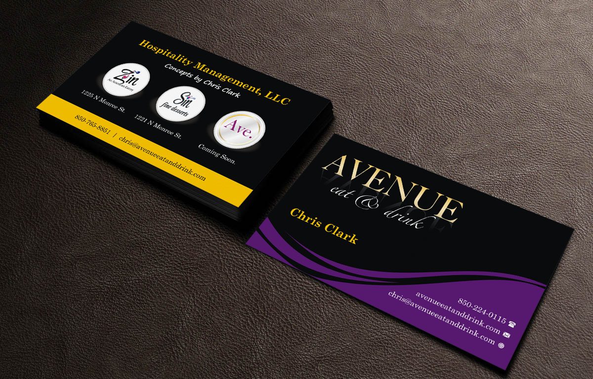 Business Card Design by INDIAN_Ashok for Avenue Eat & Drink | Design #6110783